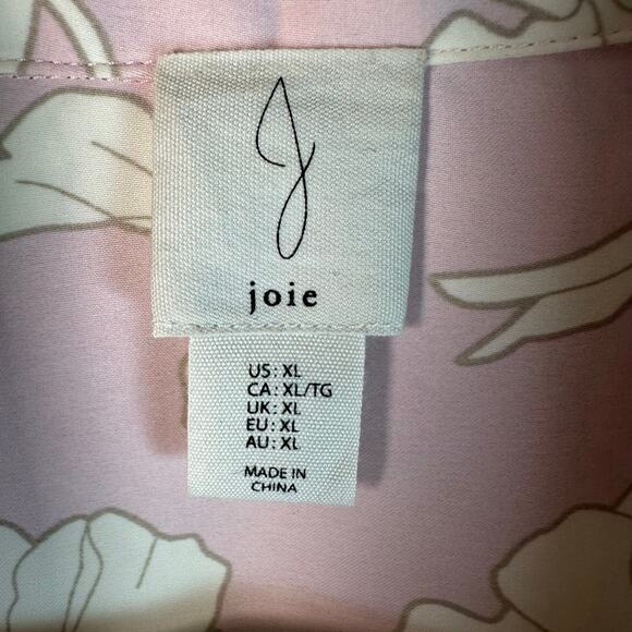 Joie floral blouse soft satin long sleeve button up lavender cream feminine - Picture 7 of 11